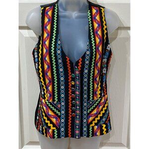Vintage Times Seven Todd Oldham Womens Medium Multicolor Striped Vest With Butto